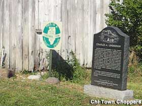 Crash site historical marker.