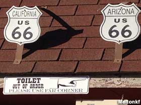 Route 66 signs.