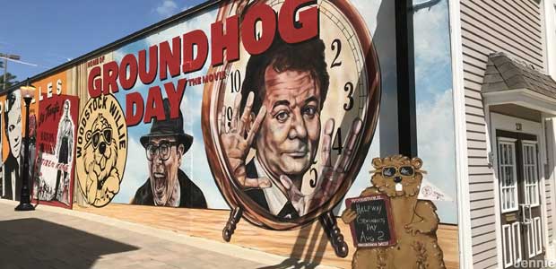 Groundhog Day mural.