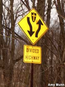Cemetery - Divided Highway sign.