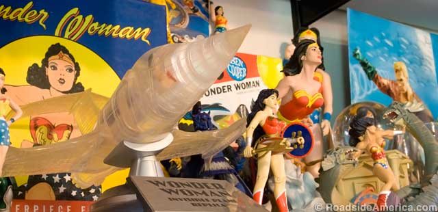 Wonder Woman display, including her invisible jet.