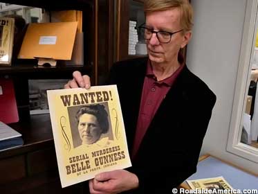 Belle Gunness wanted posters are popular items in the gift shop.