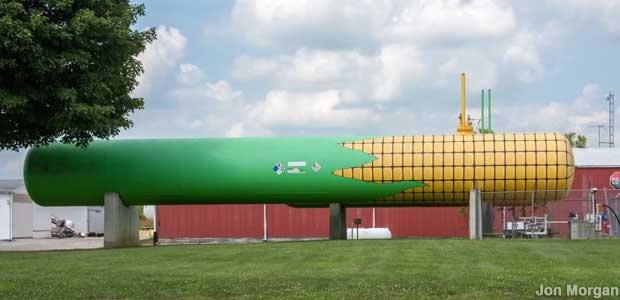 Tank disguised as giant ear of corn.
