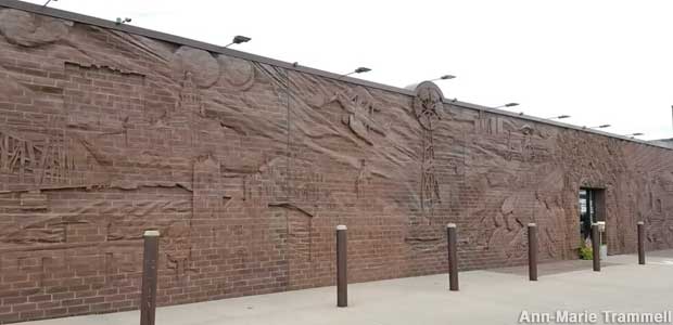 Brick mural.