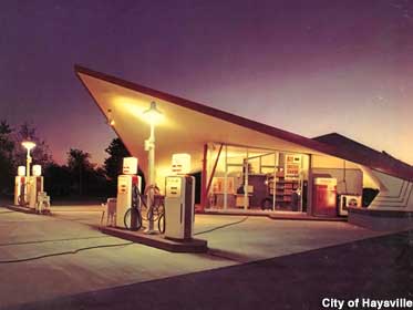 Batwing gas station, ~1960s.