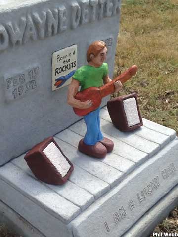 Rockin' headstone is made of cement.