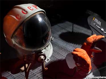 Cosmonaut helmet and gloves.