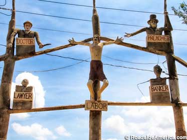 Labor crucified by Doctor, Lawyer, Preacher, Banker.