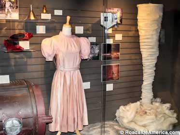 Movie magic: Dorothy's dress was pink for non-color scenes. Terrifying tornado was made of cloth.