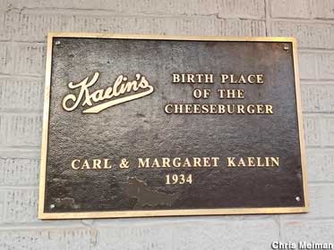 Birthplace of the Cheeseburger plaque.
