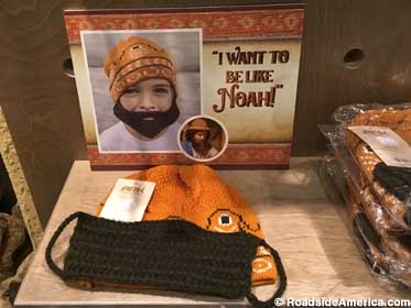 Gift shop knit beanie and beard for aspiring Noahs.
