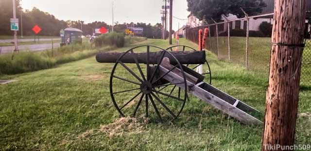 Charred log cannon.