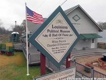 Exterior of Louisiana Political Museum and Hall of Fame, which is an old railroad depot.
