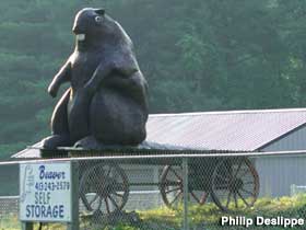 Blobby beaver statue.