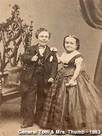 Vintage photo of General Tom Thumb and Lavinia, around 1863.