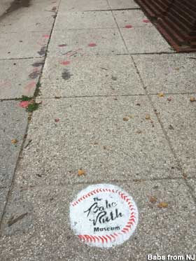 Babe Ruth sidewalk baseballs.