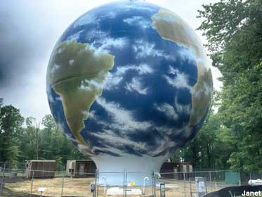 Earth globe storage tank.
