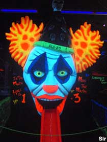 Glowing clown head.