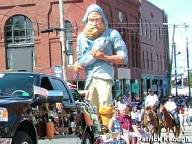 The Big Fisherman statue on parade.  