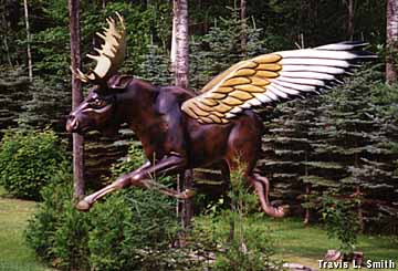 Flying Moose statue.