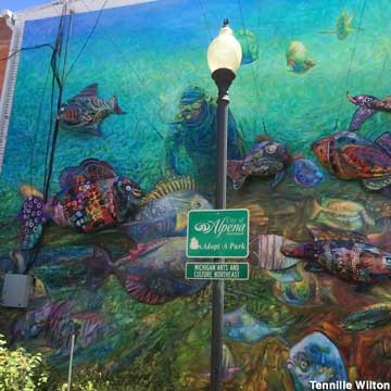 3D fish mural.