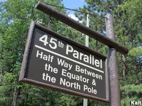 45th Parallel sign.