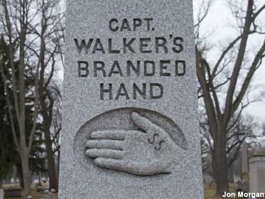 Branded Hand gravestone.