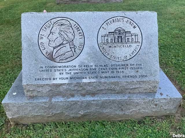 Graveside Monument to Mr. Jefferson Nickel.