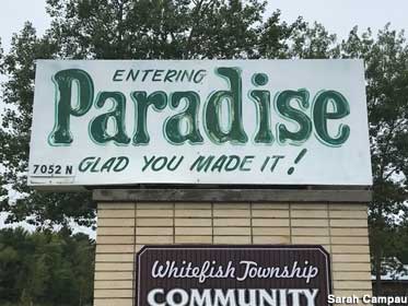 Paradise welcome sign.
