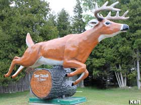 Leaping deer statue.