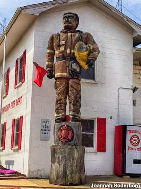 Carved firefighter.