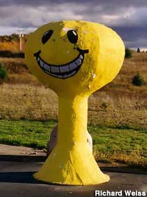 Paper Mache replica of Smiley Face Water Tower.