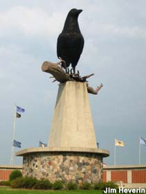 Crow statue.
