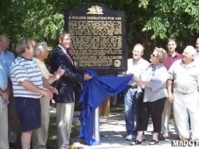 Unveiling the historical marker.
