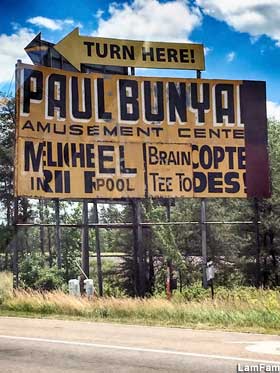 Old sign for Paul Bunyan Center.