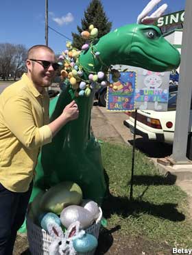 Sinclair dino at Easter.