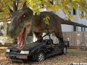 T-Rex Attacks a Car.