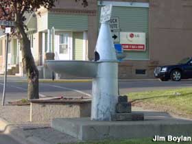 Horse and human drinking fountain.