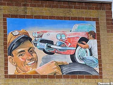 Tire repair mural.