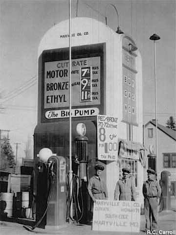 Even in the 1930s, eight cents a gallon was cut rate gas.