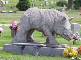 Rhinoceros tombstone.