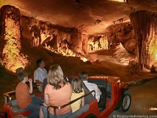 Jeep tram in Fantastic Caverns.