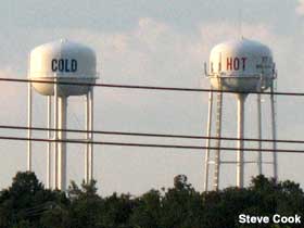 Cold, Hot water towers.