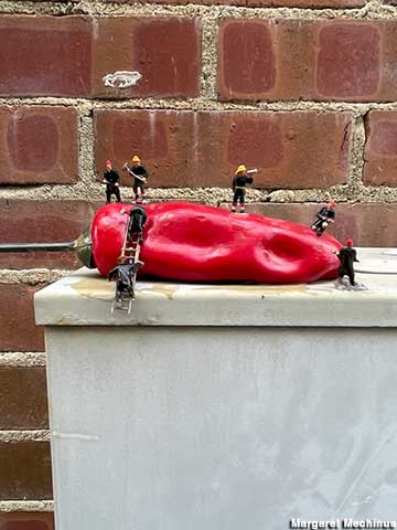 Firefighters on a hot pepper.