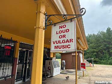 Sign: No Loud Or Vulgar Music.