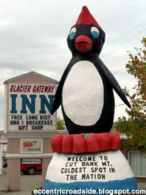 Penguin statue.