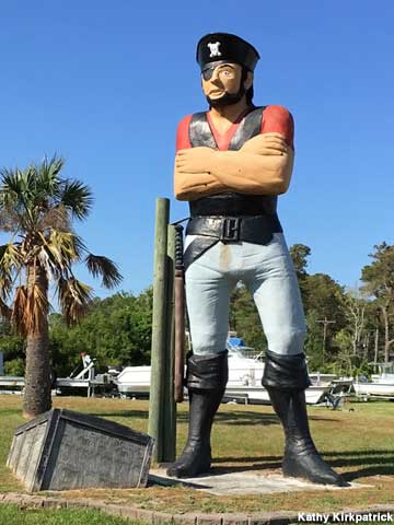 Blackbeard pirate statue.