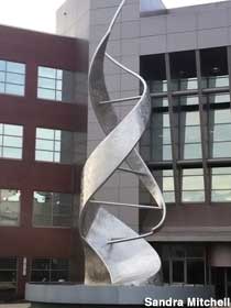 DNA double helix sculpture.