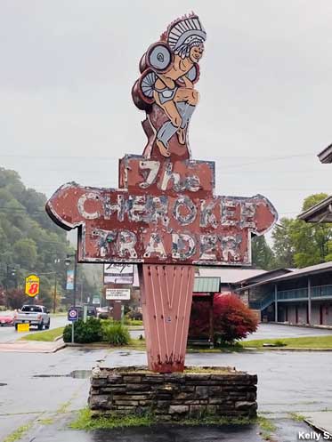 The Cherokee Trader sign.