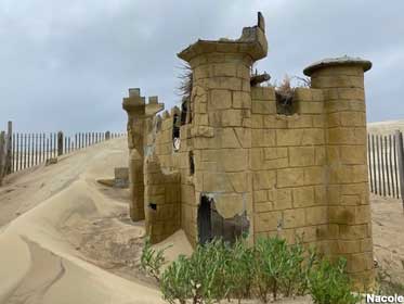 Castle in sand dune, October 2019.